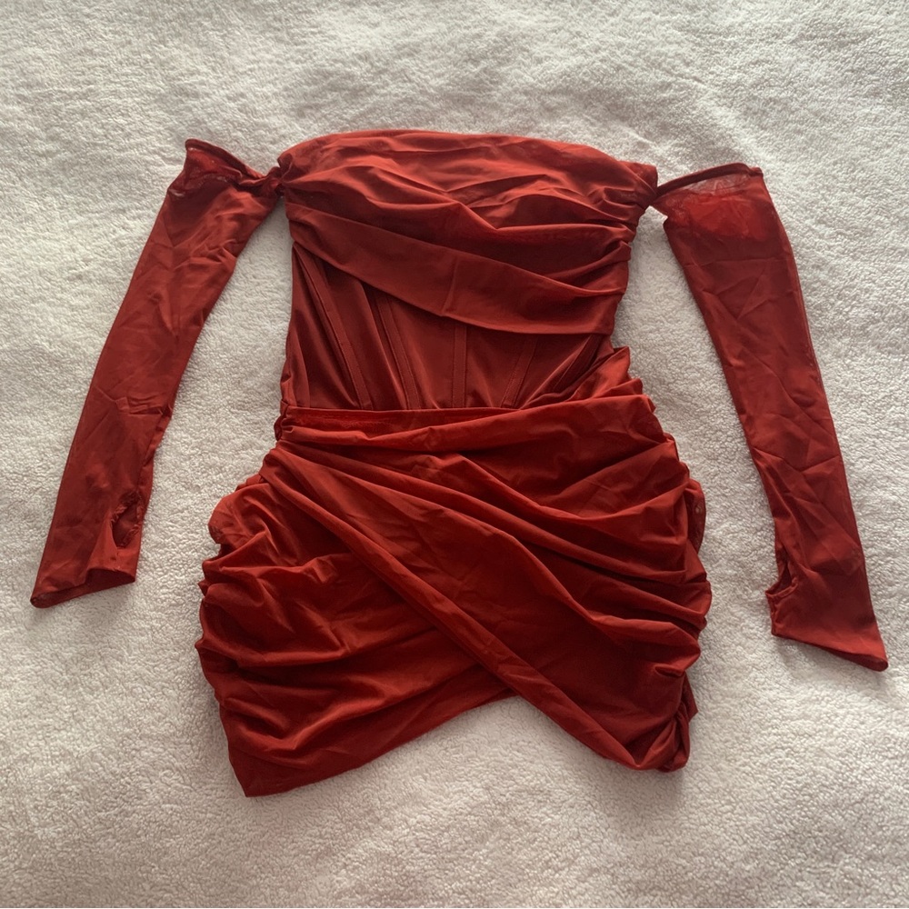 Mistress Rocks/House of CB burnt orange Off-Shoulder Dress